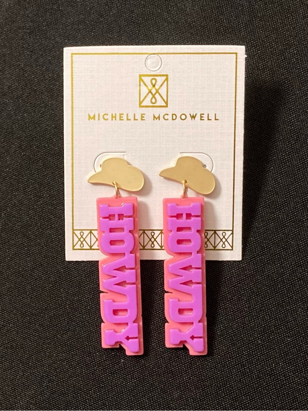⭐️ Michelle McDowell Howdy Cowgirl Acrylic Plastic Dangle Earrings